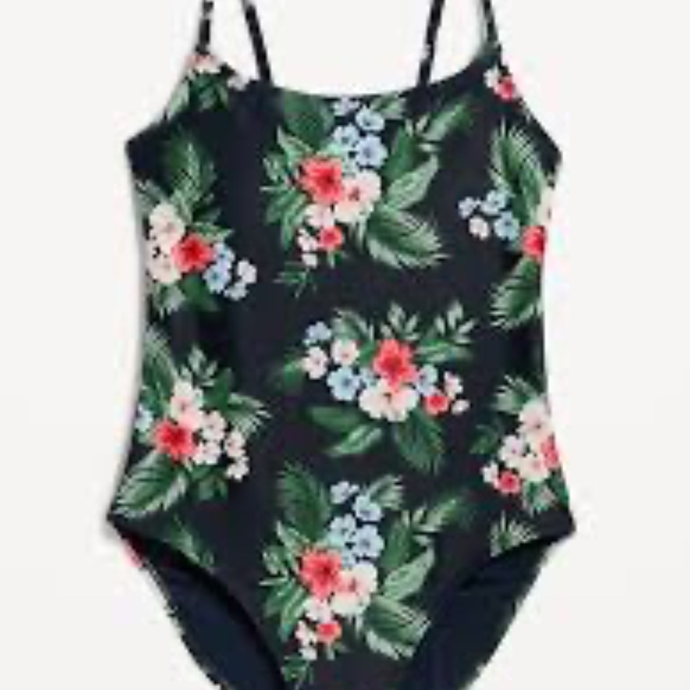 OLD NAVY TIE-BACK ONE PIECE FLORAL CAMI SWIMSUIT NWT - Picture 5 of 12
